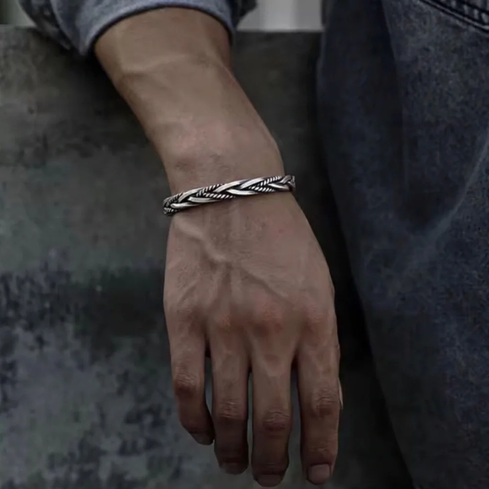 Sterling silver Twisted Rope Cuff Bracelet